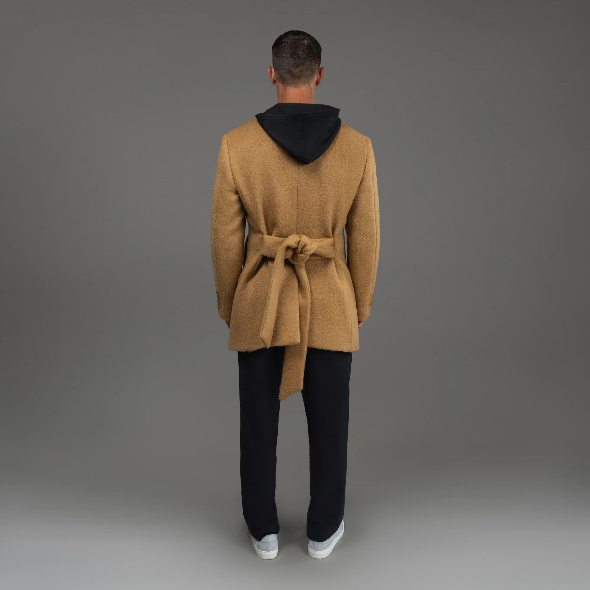 Lapelless Wool Silk Overcoat - Image 19