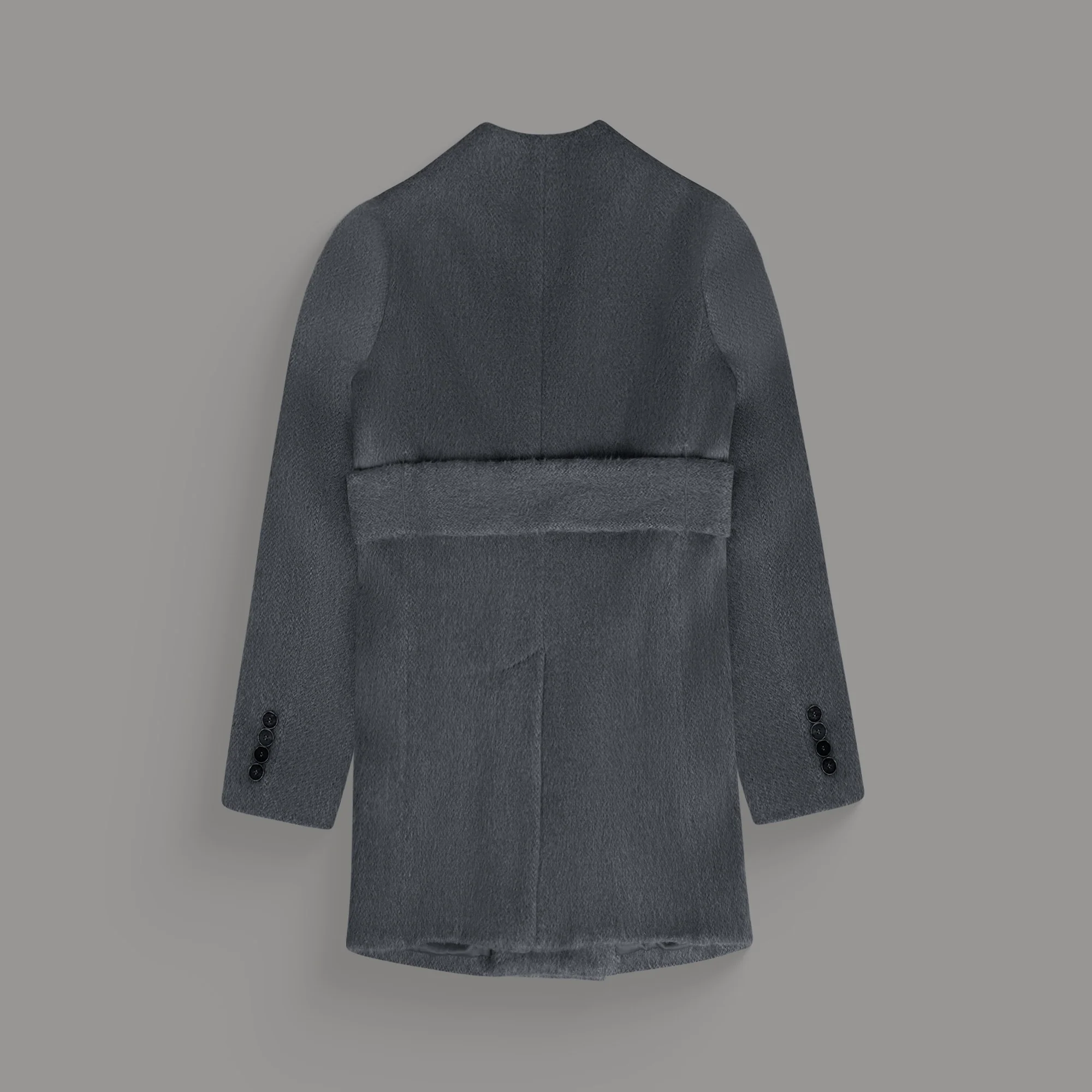 Lapelless Wool Silk Overcoat - Image 27