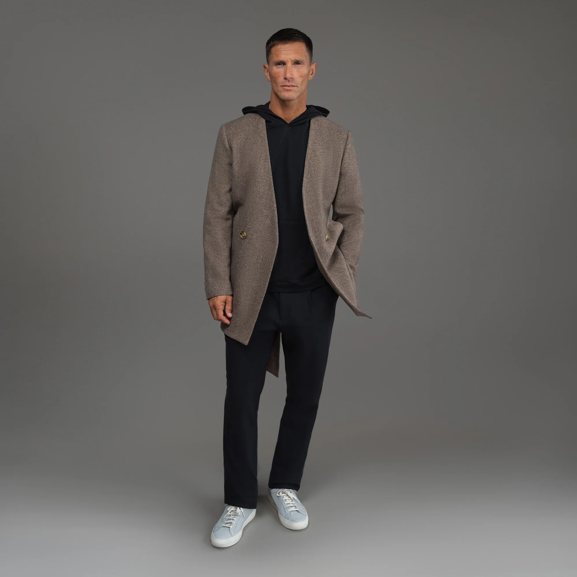 Lapelless Wool Silk Overcoat - Image 3