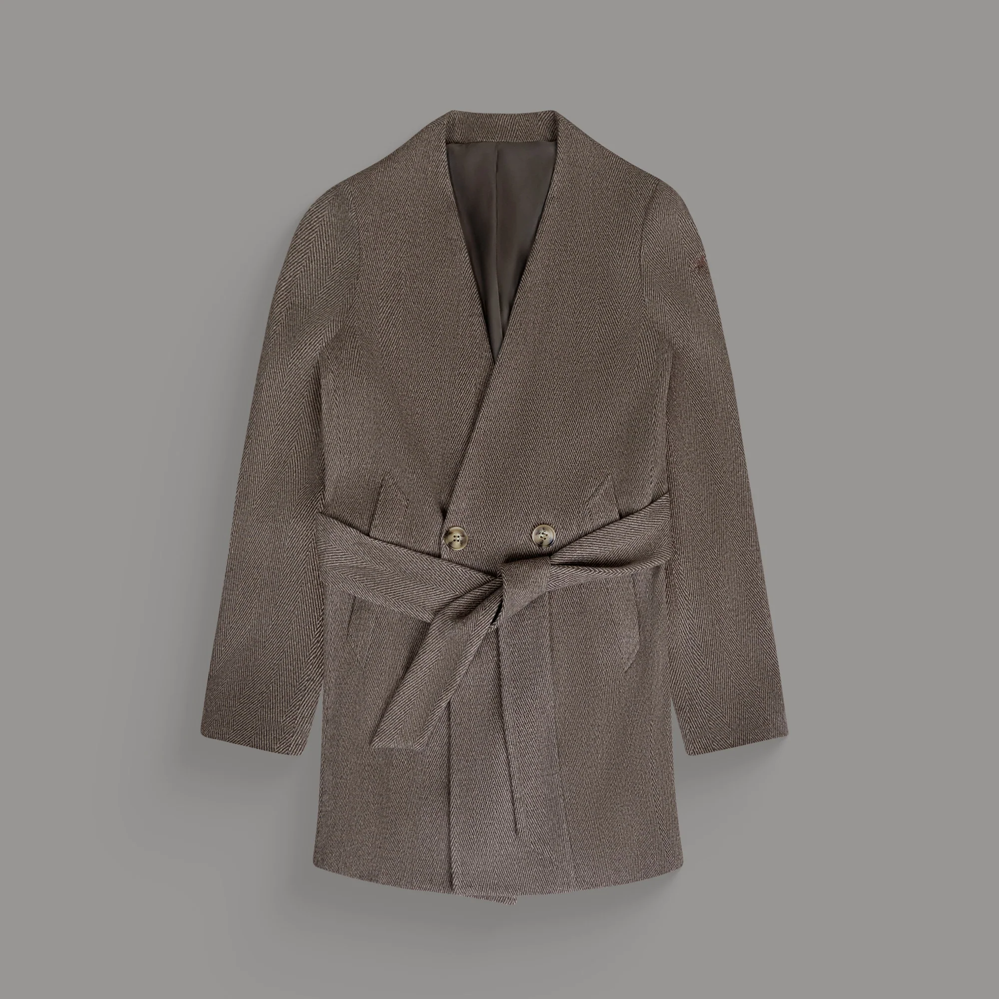 Lapelless Wool Silk Overcoat - Image 4