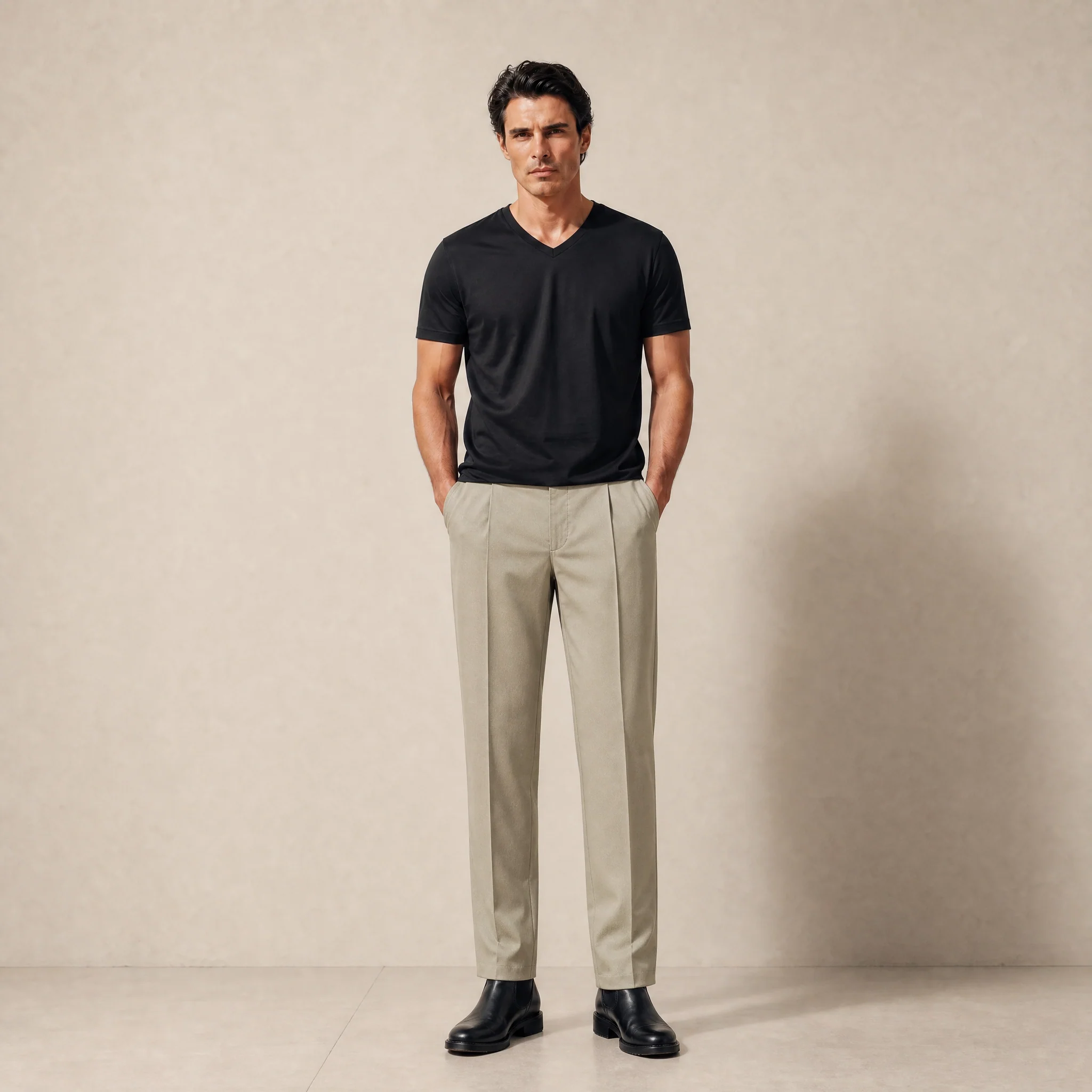 Pima Reserve V-Neck T-Shirt - Black - Image 3