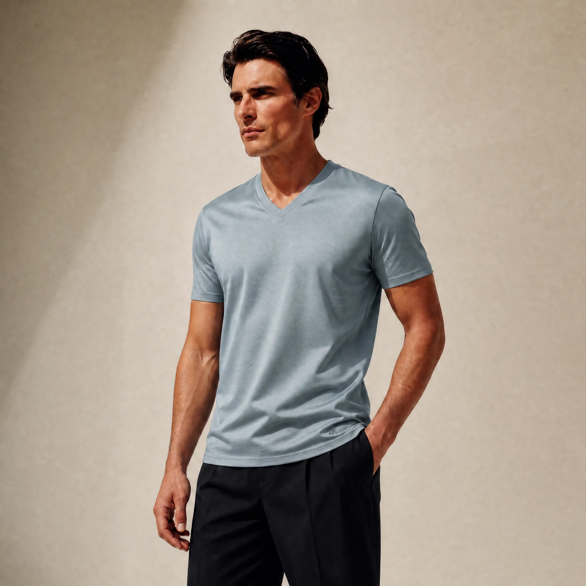 Pima Reserve V-Neck T-Shirt - Steel - Image 2