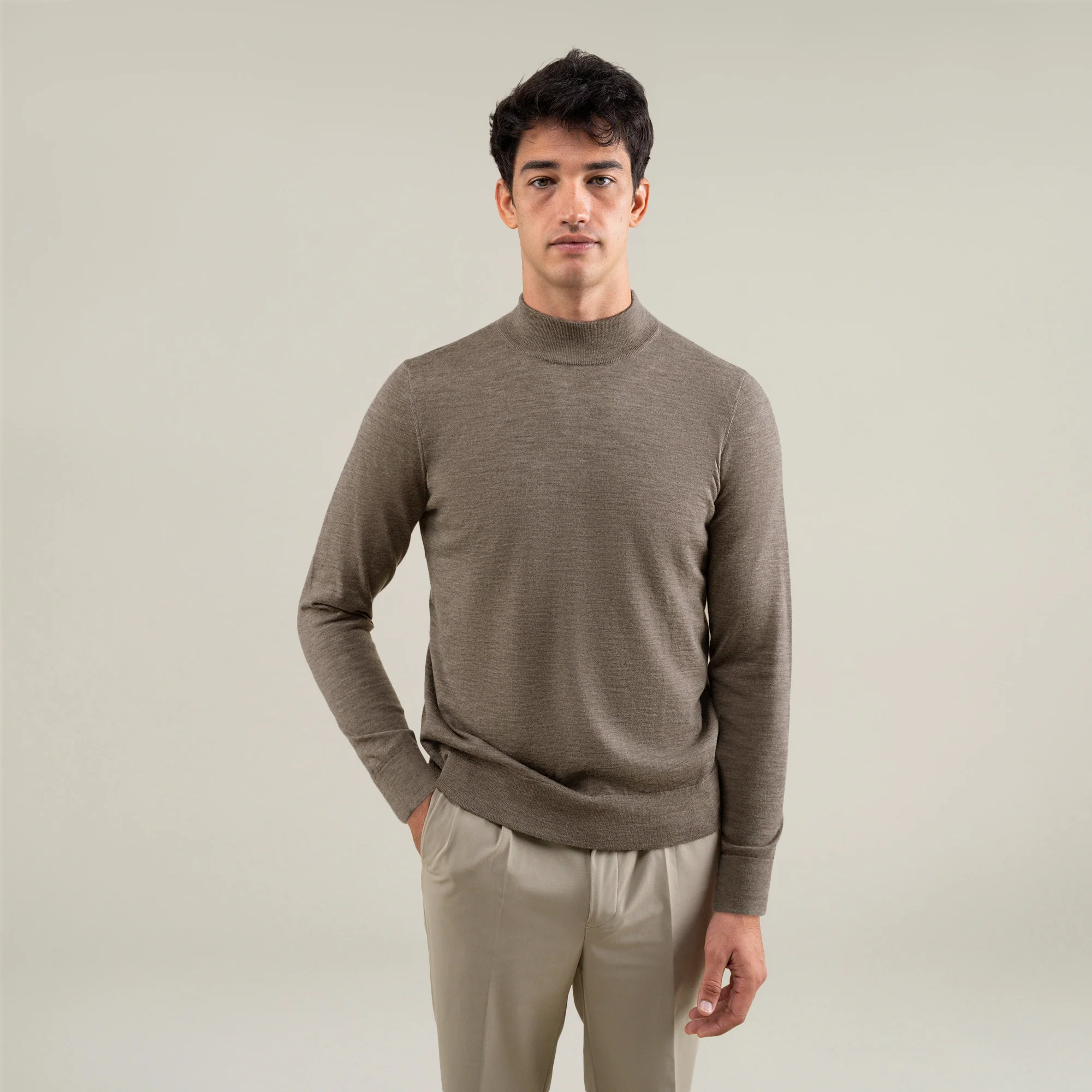 Wool Mock Neck Sweater