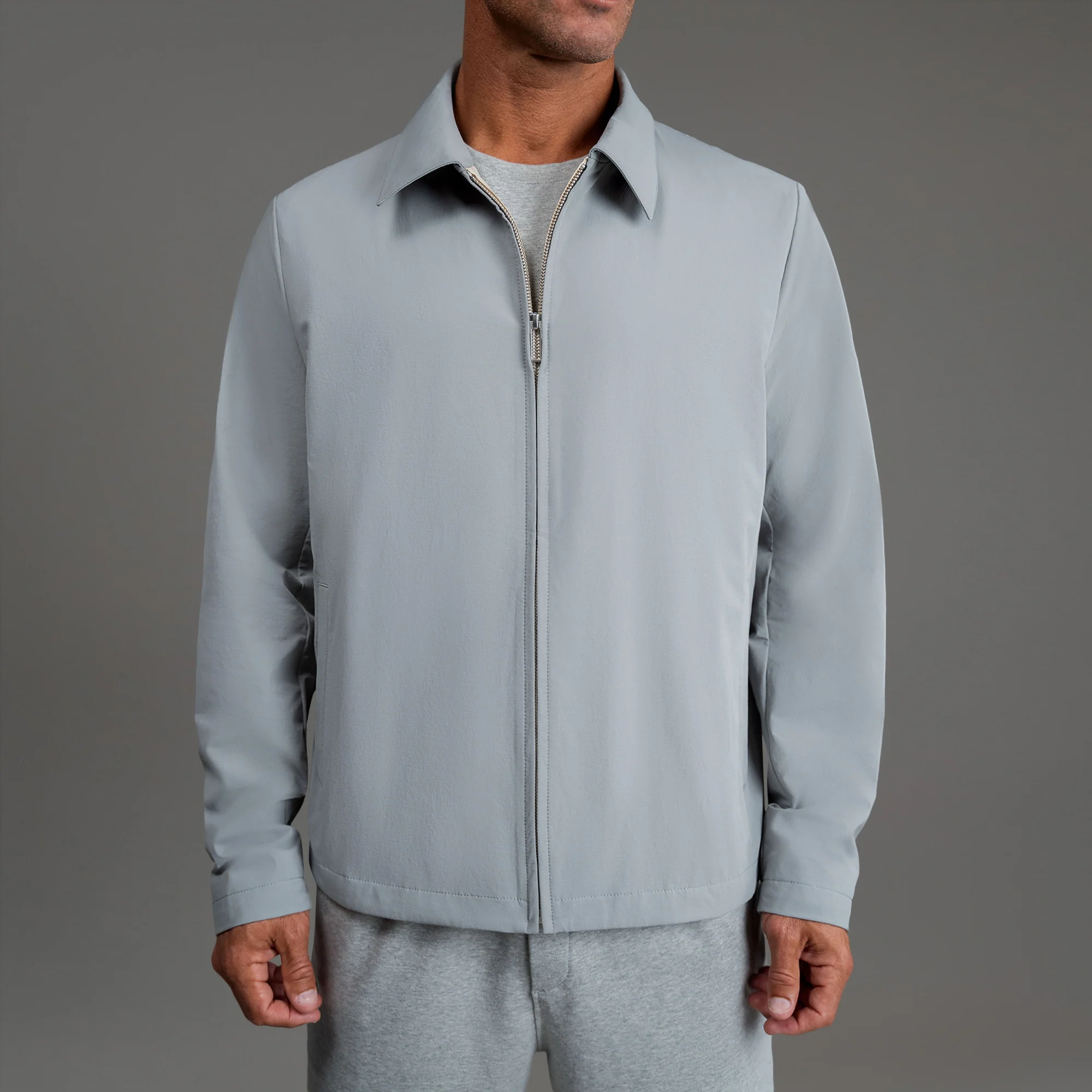 Zip Up Jacket - Light Gray - Image 4