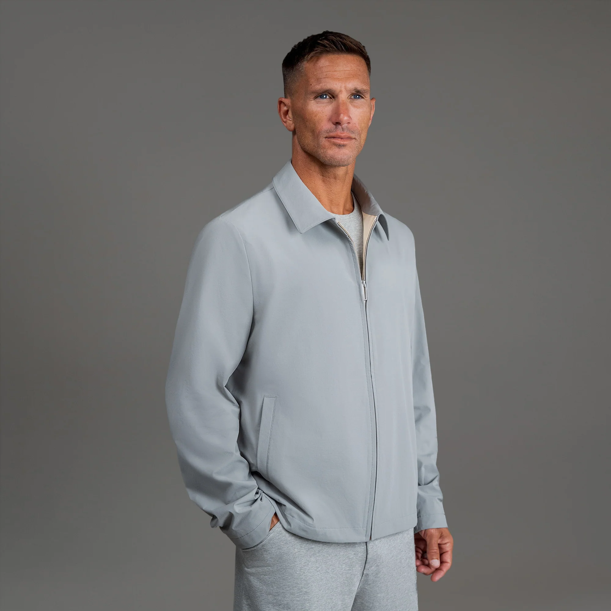 Zip Up Jacket - Light Gray - Image 8